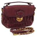 PRADA Shoulder Bag Leather Purple Gold Auth BD1517-1