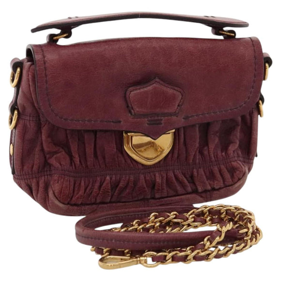 PRADA Shoulder Bag Leather Purple Gold Auth BD1517