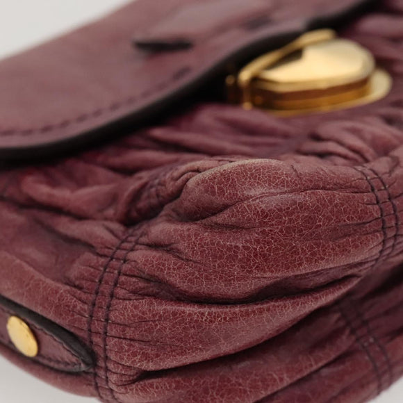 PRADA Shoulder Bag Leather Purple Gold Auth BD1517