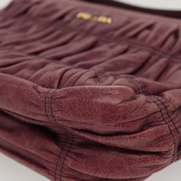 PRADA Shoulder Bag Leather Purple Gold Auth BD1517