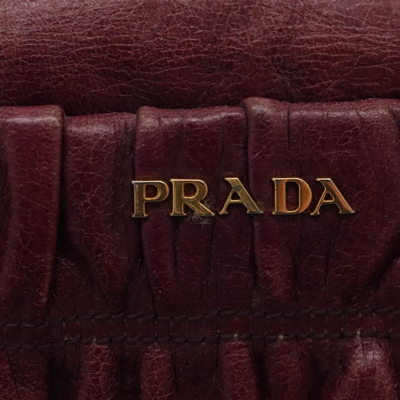 PRADA Shoulder Bag Leather Purple Gold Auth BD1517