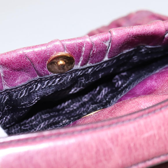 PRADA Shoulder Bag Leather Purple Gold Auth BD1517