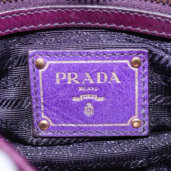 PRADA Shoulder Bag Leather Purple Gold Auth BD1517