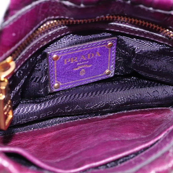 PRADA Shoulder Bag Leather Purple Gold Auth BD1517