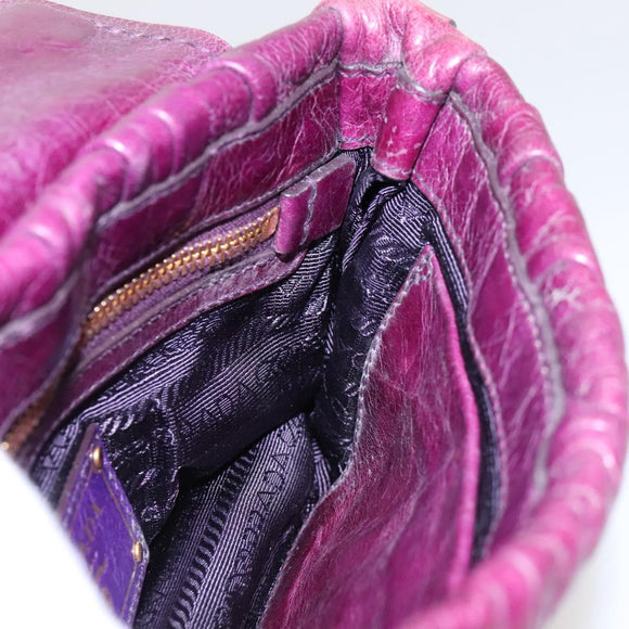 PRADA Shoulder Bag Leather Purple Gold Auth BD1517