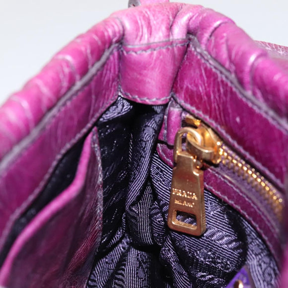 PRADA Shoulder Bag Leather Purple Gold Auth BD1517