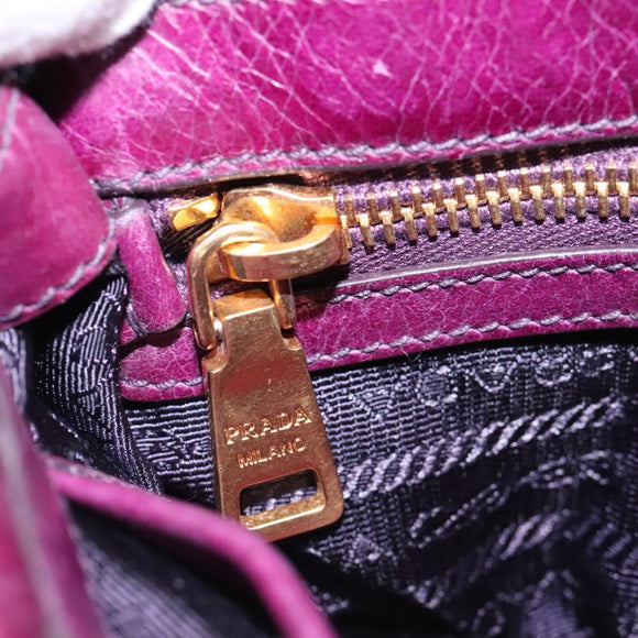 PRADA Shoulder Bag Leather Purple Gold Auth BD1517