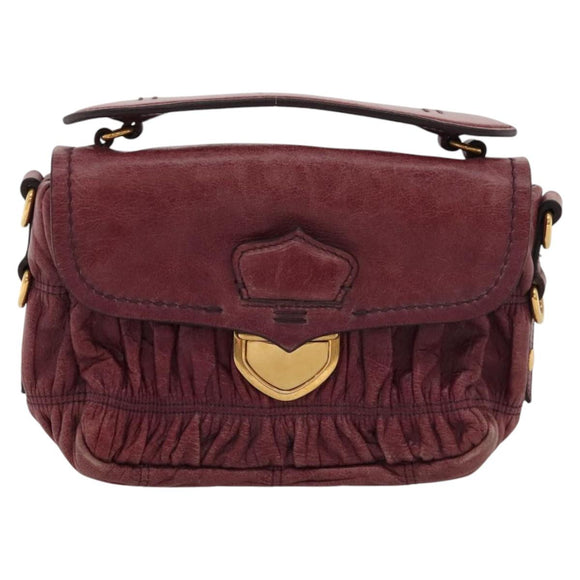 PRADA Shoulder Bag Leather Purple Gold Auth BD1517