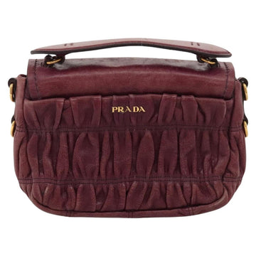 PRADA Shoulder Bag Leather Purple Gold Auth BD1517 - 0