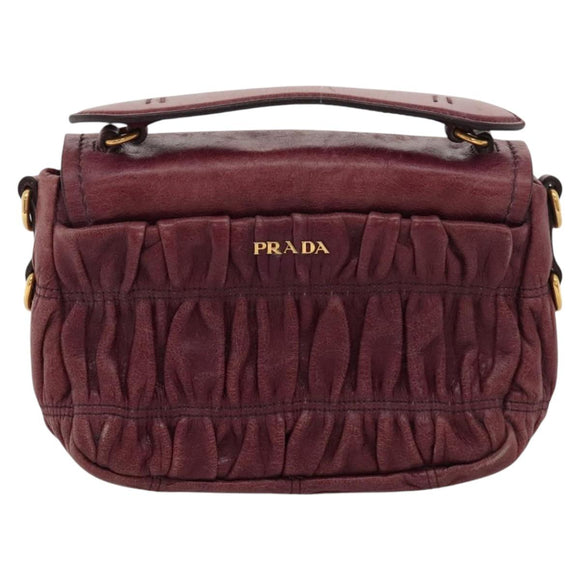PRADA Shoulder Bag Leather Purple Gold Auth BD1517