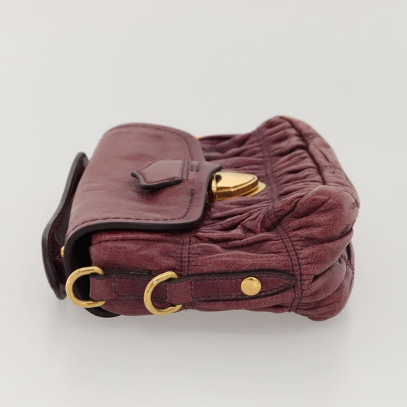 PRADA Shoulder Bag Leather Purple Gold Auth BD1517