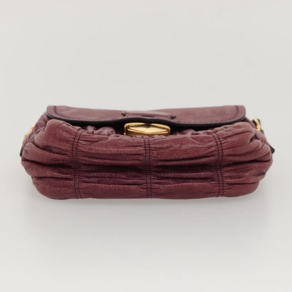 PRADA Shoulder Bag Leather Purple Gold Auth BD1517