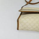 CELINE Macadam Canvas Shoulder Bag PVC Leather White Gold Auth BD1518-9