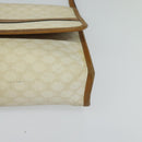 CELINE Macadam Canvas Shoulder Bag PVC Leather White Gold Auth BD1518-14