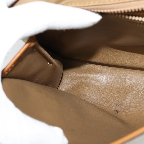 CELINE Macadam Canvas Shoulder Bag PVC Leather White Gold Auth BD1518