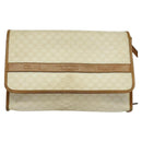 CELINE Macadam Canvas Shoulder Bag PVC Leather White Gold Auth BD1518-13