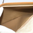 CELINE Macadam Canvas Shoulder Bag PVC Leather White Gold Auth BD1518-21