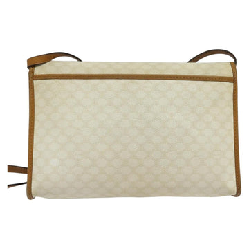 CELINE Macadam Canvas Shoulder Bag PVC Leather White Gold Auth BD1518 - 0