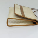 CELINE Macadam Canvas Shoulder Bag PVC Leather White Gold Auth BD1518-4