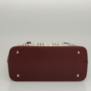 BURBERRY Nova Check Hand Bag Canvas Beige Bordeaux gold Auth BD1527-6