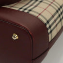 BURBERRY Nova Check Hand Bag Canvas Beige Bordeaux gold Auth BD1527-9