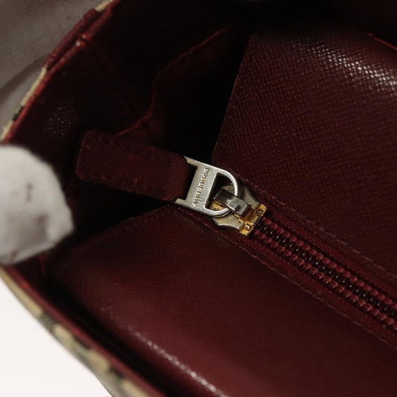 BURBERRY Nova Check Hand Bag Canvas Beige Bordeaux gold Auth BD1527