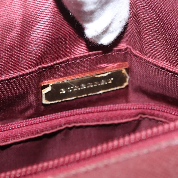 BURBERRY Nova Check Hand Bag Canvas Beige Bordeaux gold Auth BD1527