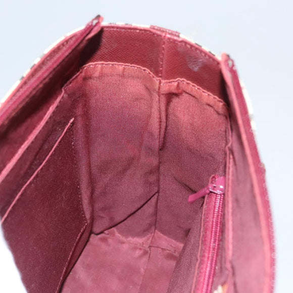 BURBERRY Nova Check Hand Bag Canvas Beige Bordeaux gold Auth BD1527