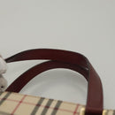 BURBERRY Nova Check Hand Bag Canvas Beige Bordeaux gold Auth BD1527-14