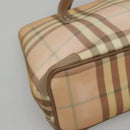 BURBERRY Nova Check Hand Bag PVC Beige Silver Auth BD1529-14
