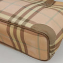 BURBERRY Nova Check Hand Bag PVC Beige Silver Auth BD1529-15