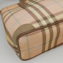 BURBERRY Nova Check Hand Bag PVC Beige Silver Auth BD1529-16