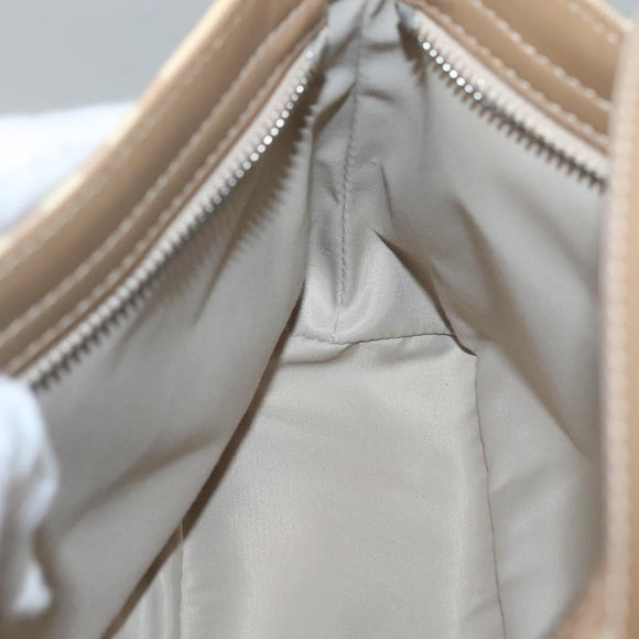 BURBERRY Nova Check Hand Bag PVC Beige Silver Auth BD1529