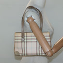 BURBERRY Nova Check Hand Bag PVC Beige Silver Auth BD1529-20