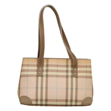 BURBERRY Nova Check Hand Bag PVC Beige Silver Auth BD1529 - 0