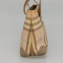 BURBERRY Nova Check Hand Bag PVC Beige Silver Auth BD1529-3