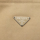 PRADA Tote Bag Canvas Beige Silver Auth BD1531-17