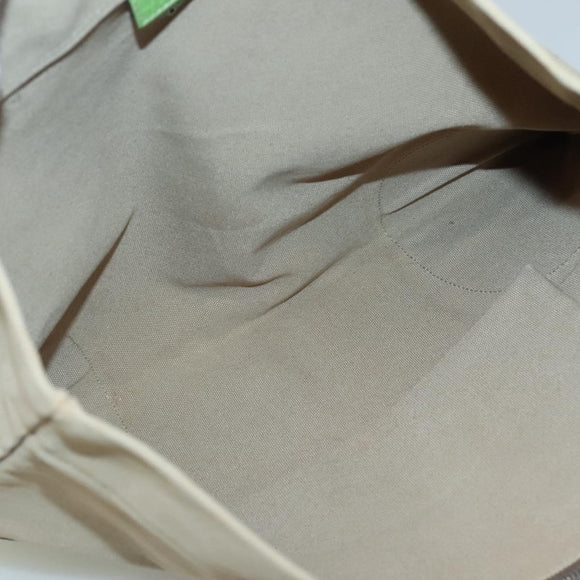 PRADA Tote Bag Canvas Beige Silver Auth BD1531