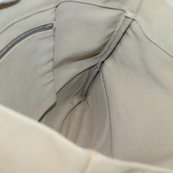 PRADA Tote Bag Canvas Beige Silver Auth BD1531
