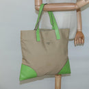 PRADA Tote Bag Canvas Beige Silver Auth BD1531-21