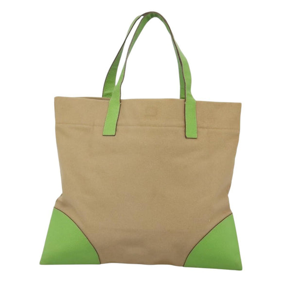 PRADA Tote Bag Canvas Beige Silver Auth BD1531