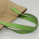 PRADA Tote Bag Canvas Beige Silver Auth BD1531-7