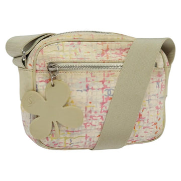 CHANEL Shoulder Bag Canvas Pink Beige Silver CC Auth BD1533