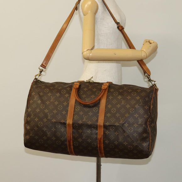 LOUIS VUITTON Monogram Keepall Bandouliere 55 Boston Bag M41414 LV Auth BD1543