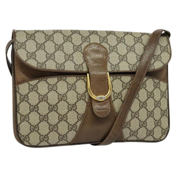 GUCCI GG Supreme Shoulder Bag PVC Beige Gold Auth BD1547