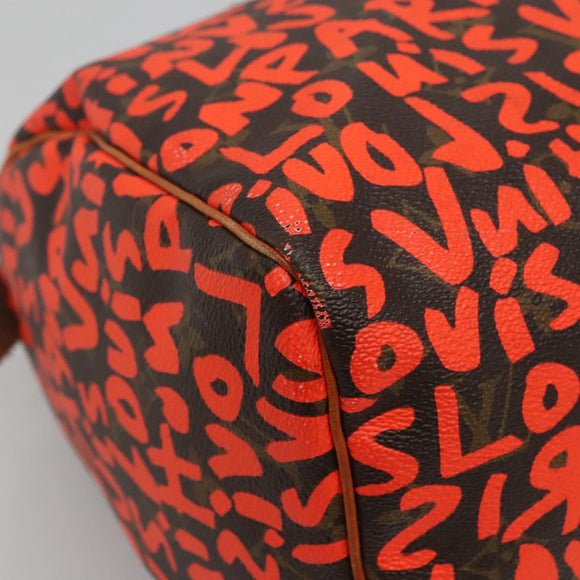 LOUIS VUITTON Monogram Graffiti Speedy 30 Hand Bag Orange M93705 LV Auth BD154AM