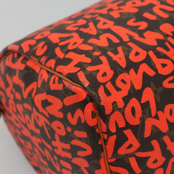 LOUIS VUITTON Monogram Graffiti Speedy 30 Hand Bag Orange M93705 LV Auth BD154M