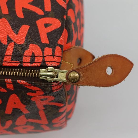 LOUIS VUITTON Monogram Graffiti Speedy 30 Hand Bag Orange M93705 LV Auth BD154AM