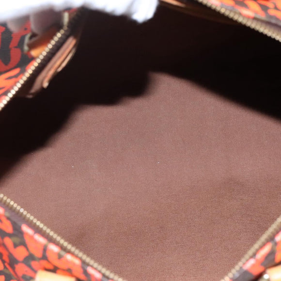 LOUIS VUITTON Monogram Graffiti Speedy 30 Hand Bag Orange M93705 LV Auth BD154AM