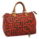 LOUIS VUITTON Monogram Graffiti Speedy 30 Hand Bag Orange M93705 LV Auth BD154AM-1